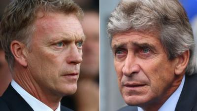 Manchester United manager David Moyes & Manchester City boss Manuel Pellegrini