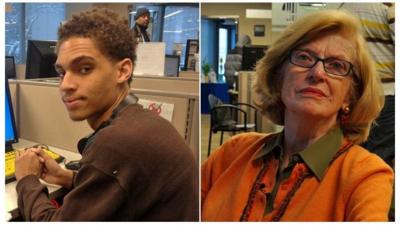 Two jobseekers at a job centre in Virginia