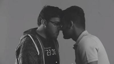 Still image taken from Saudi Arabia's parody of 'first kiss' video
