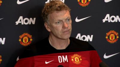 Manchester United boss David Moyes reacts to reports that some fans have paid to hire a plane to fly over Old Trafford on Saturday with a banner calling for him to be sacked.