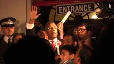 Lutfur Rahman, the Bangladeshi mayor of Tower Hamlets, on election night in 2010