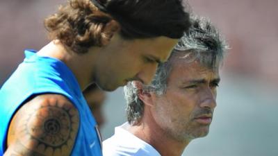 Paris St-Germain forward Zlatan Ibrahimovic and Chelsea manager Jose Mourinho