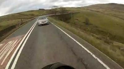 Biker's helmet cam view of near miss