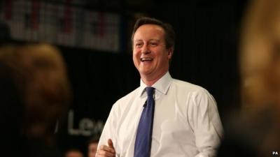 Prime Minister David Cameron takes part in a Q & A session with employees at the John Lewis store in Cheadle