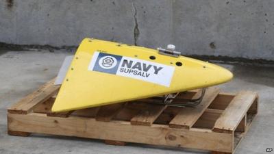 A Towed Pinger Locator sits on the wharf at naval base HMAS Stirling in Perth, Australia, ready to be fitted to the Australian warship Ocean Shield to aid in the search for missing Malaysia Airlines Flight MH370, 30 March 2014