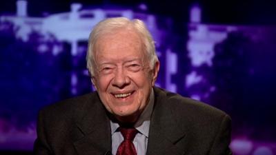 Former US President Jimmy Carter speaking to Kirsty Wark