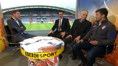 BBC Sport's Mark Chapman is joined by Paul Sculthorpe, Brian Noble and Jon Wilkin to discuss St Helens' dramatic 17-16 Challenge Cup fourth round victory at Huddersfield.