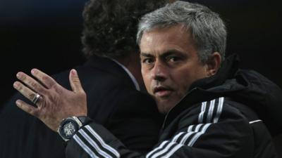 Jose Mourinho celebrates after Chelsea beat PSG