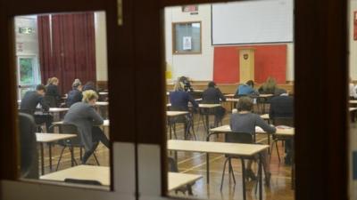 Pupils sitting A Level exams