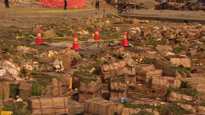 Debris at the scene of a bomb blast on the outskirt's of Islamabad