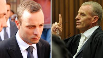 Oscar Pistorius and state prosecutor Gerrie Nel