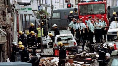 Archive photo showing aftermath of Omagh bombing in 1998