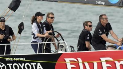 The Duchess of Cambridge at the helm of the yacht