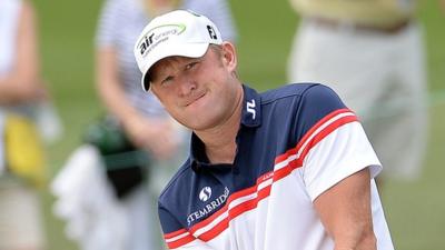 Jamie Donaldson of Wales during the second round of the Masters