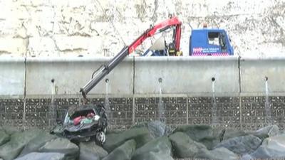 Car recovered after cliff fall