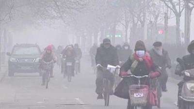 People wearing face masks on bikes