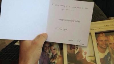 Valentine's day card from Reeva Steenkamp to Oscar Pistorius