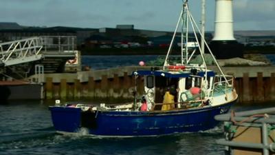 A fishing boat at the Orkney islands