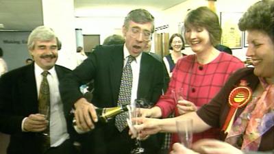 The Labour party celebrate their success in the 1994 European elections