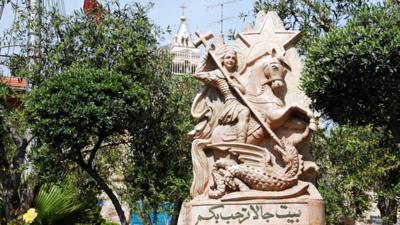A statue of St George in Palestine