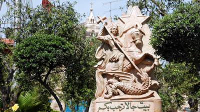 A statue of St George in Palestine