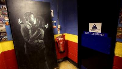 The Banksy standing inside Bristol Boys 'Club