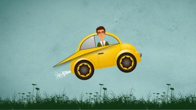 Illustration of flying car