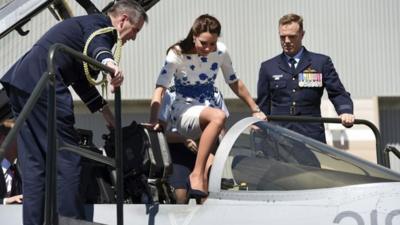 The Duchess of Cambridge in a jetfighter aircraft