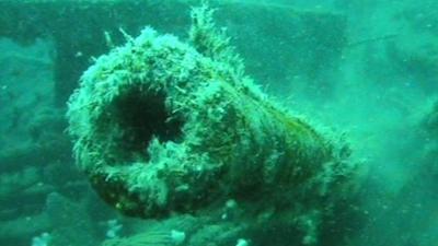 Wreck of the steamship, the South Western, which sank on the way to France during WW1