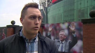 Manchester United fan outside Old Trafford