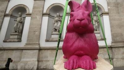 A pink model of Albrecht Durer's 'Young Hare'