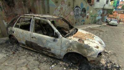 A burnt out car