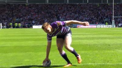 Super League: Wigan Warriors' Dan Sarginson try v St Helens