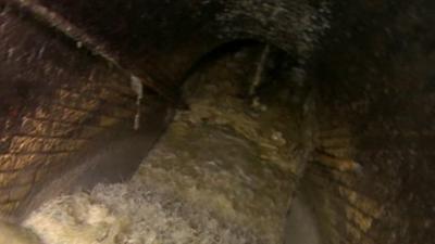 A 'fatberg' blocks a sewer