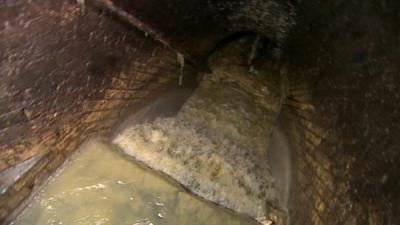 A 'fatberg' blocks a sewer