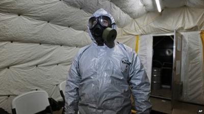 A marine officer of the Cape Ray, a ship equipped to neutralize Syrian chemicals