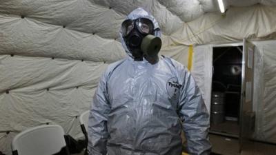 A marine officer of the Cape Ray, a ship equipped to neutralize Syrian chemicals