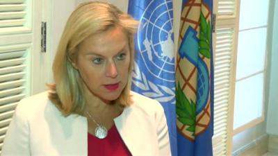 Sigrid Kaag, head of the joint team from the United Nations and the Organisation for the Prohibition of Chemical Weapons