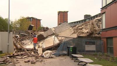 Tower block demolished