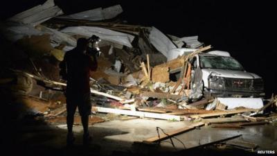 Aftermath of a tornado which hit the town of Mayflower