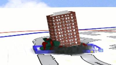 Tower block demolition graphic