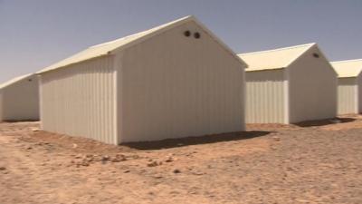 Cabins in a refugee camp