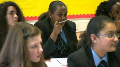 Pupils in a school classroom