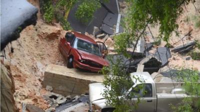 Two vehicles which fell 40ft when the Penscola scenic highway collapsed