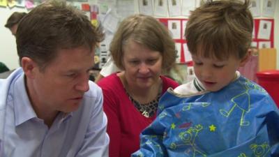 Nick Clegg at a school