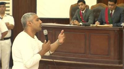 Producer Mohamed Fahmy addresses the court