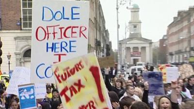 A demonstration in Ireland following the banking crash