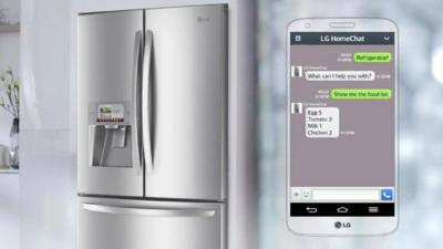 A LG fridge and a smartphone