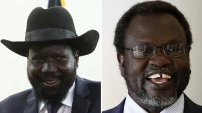 Salva Kiir (left) and Riek Machar