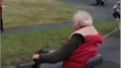 Mobility scooter in path of Women's Tour of Britain